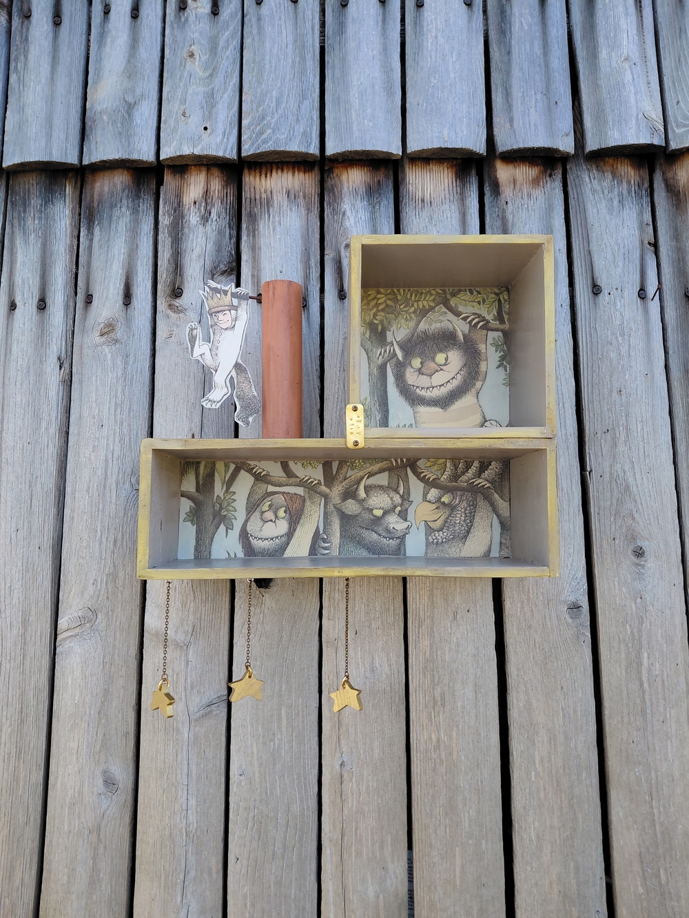 Handmade vintage Where the Wild Things Are wooden unique whimsical curio shelf